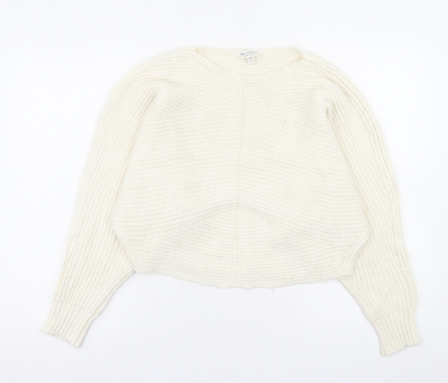 Miss Selfridge Womens Ivory Boat Neck Acrylic Pullover Jumper Size 10