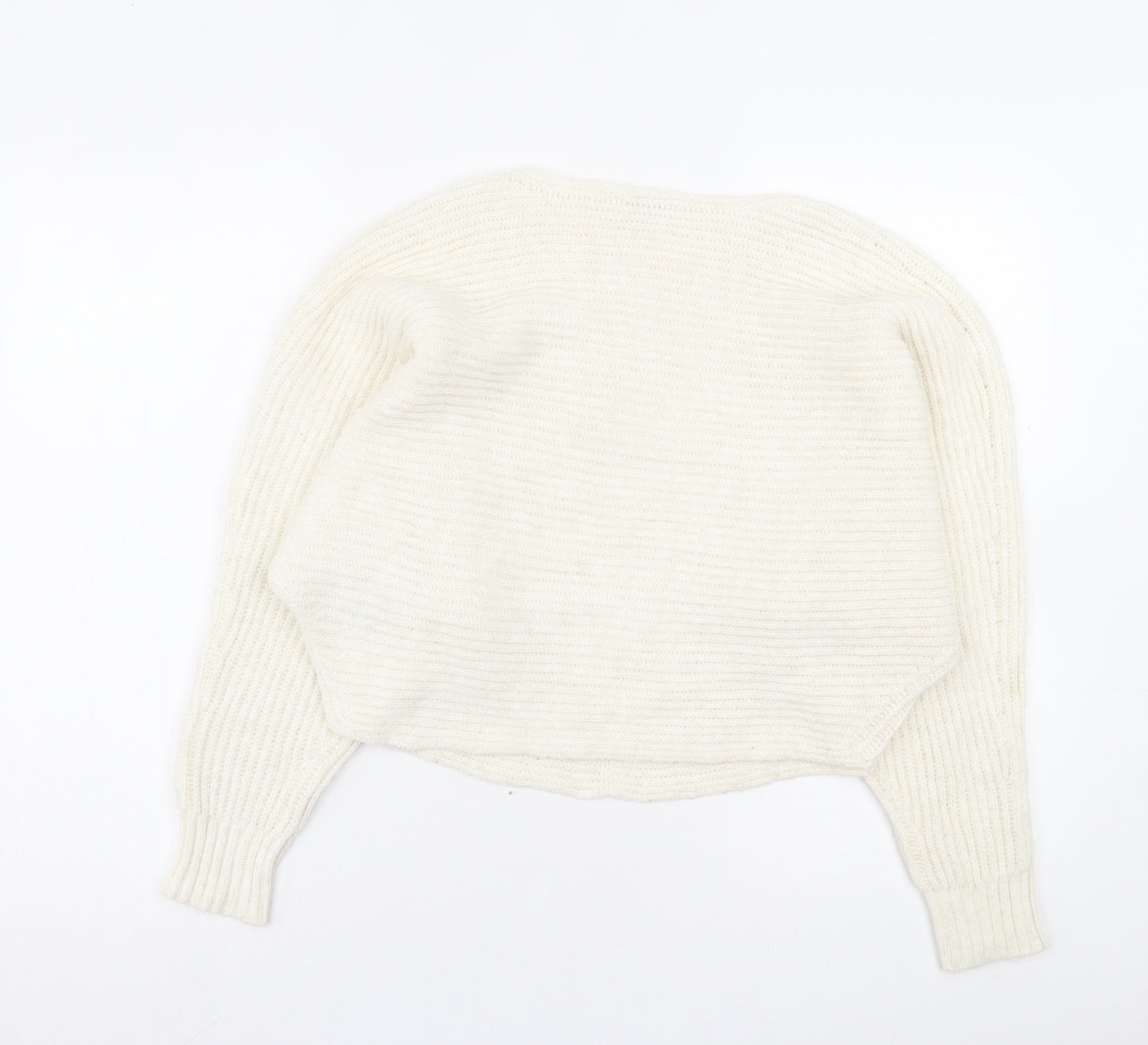 Miss Selfridge Womens Ivory Boat Neck Acrylic Pullover Jumper Size 10