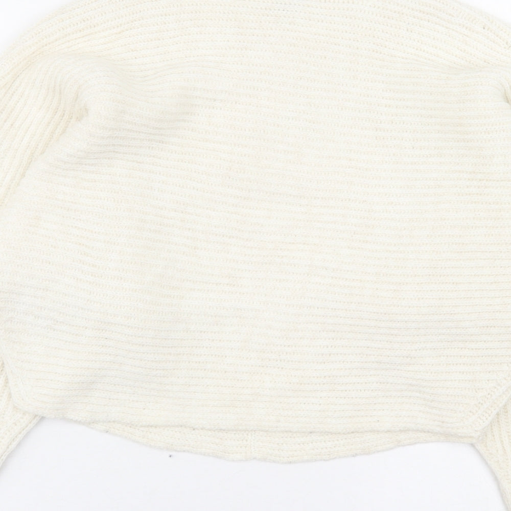 Miss Selfridge Womens Ivory Boat Neck Acrylic Pullover Jumper Size 10