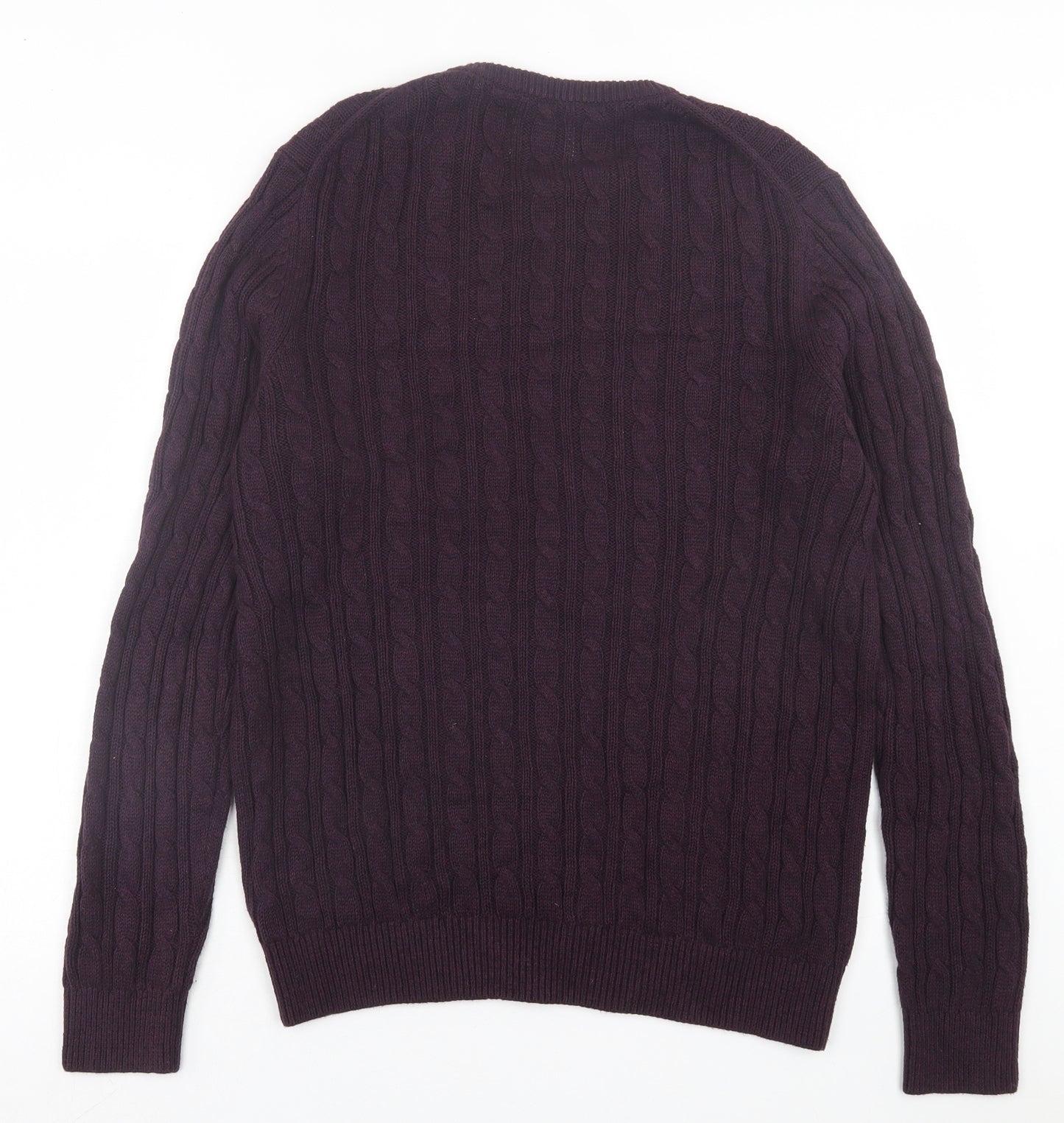 Farah Mens Purple Crew Neck Cotton Pullover Jumper Size M