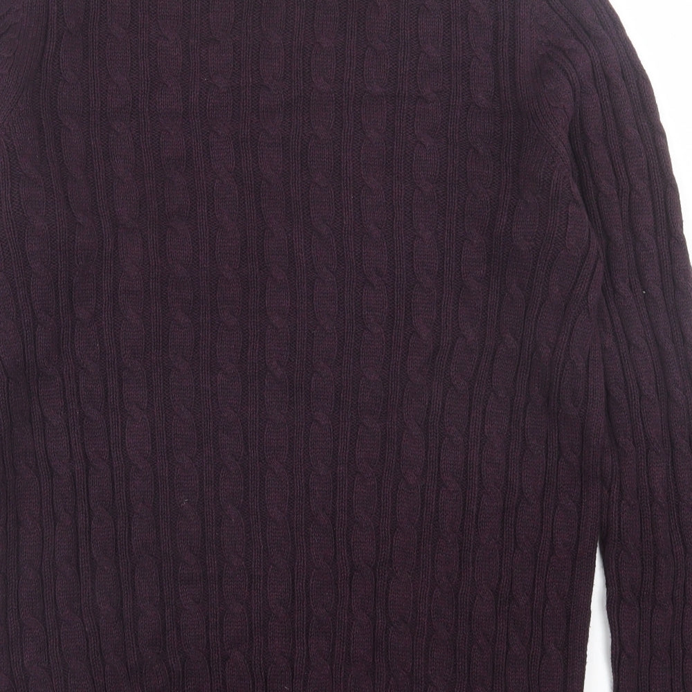 Farah Mens Purple Crew Neck Cotton Pullover Jumper Size M