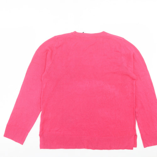 Marks and Spencer Womens Pink Crew Neck Acrylic Pullover Jumper Size 14