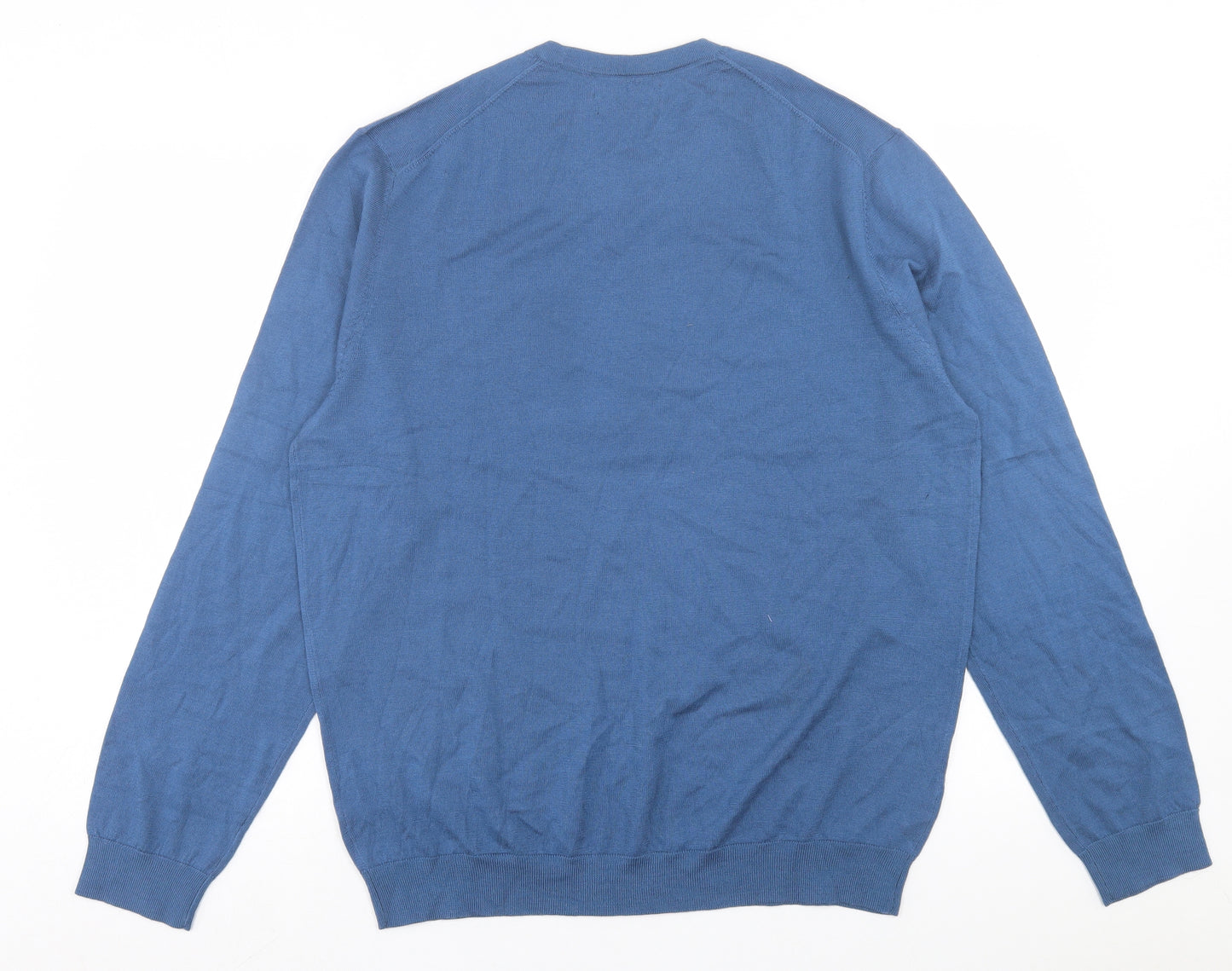 Marks and Spencer Mens Blue Crew Neck Wool Pullover Jumper Size XL
