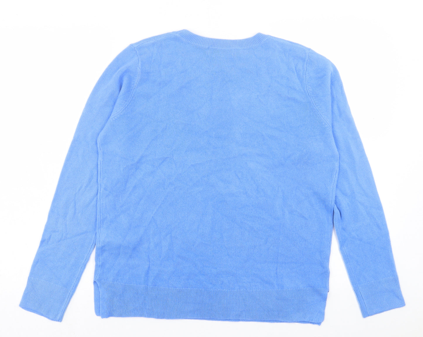Marks and Spencer Womens Blue Crew Neck Acrylic Pullover Jumper Size 14