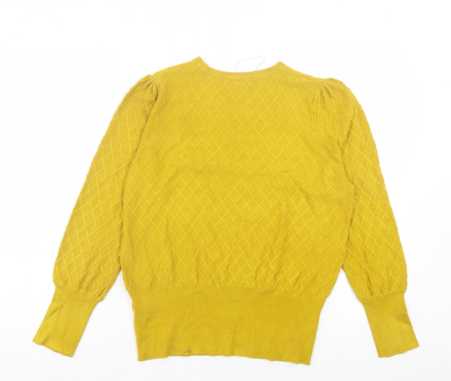 Marks and Spencer Womens Yellow Crew Neck Viscose Pullover Jumper Size 14