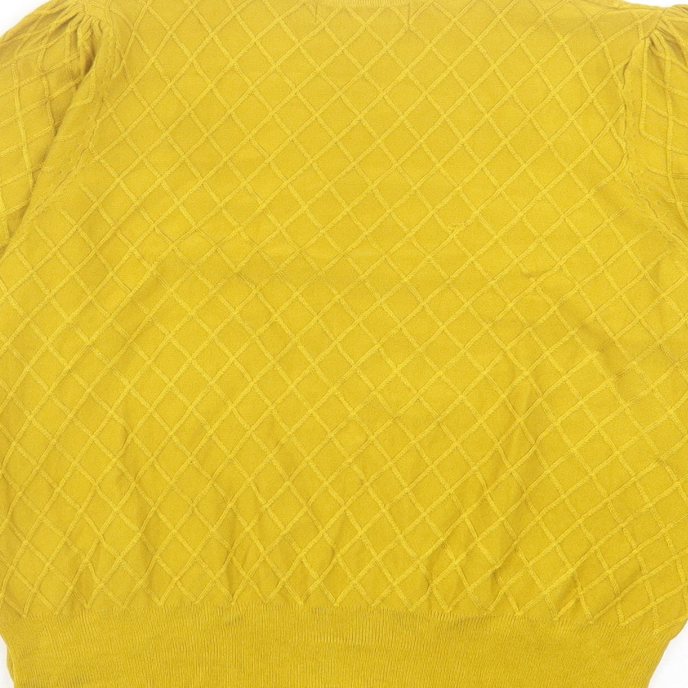 Marks and Spencer Womens Yellow Crew Neck Viscose Pullover Jumper Size 14