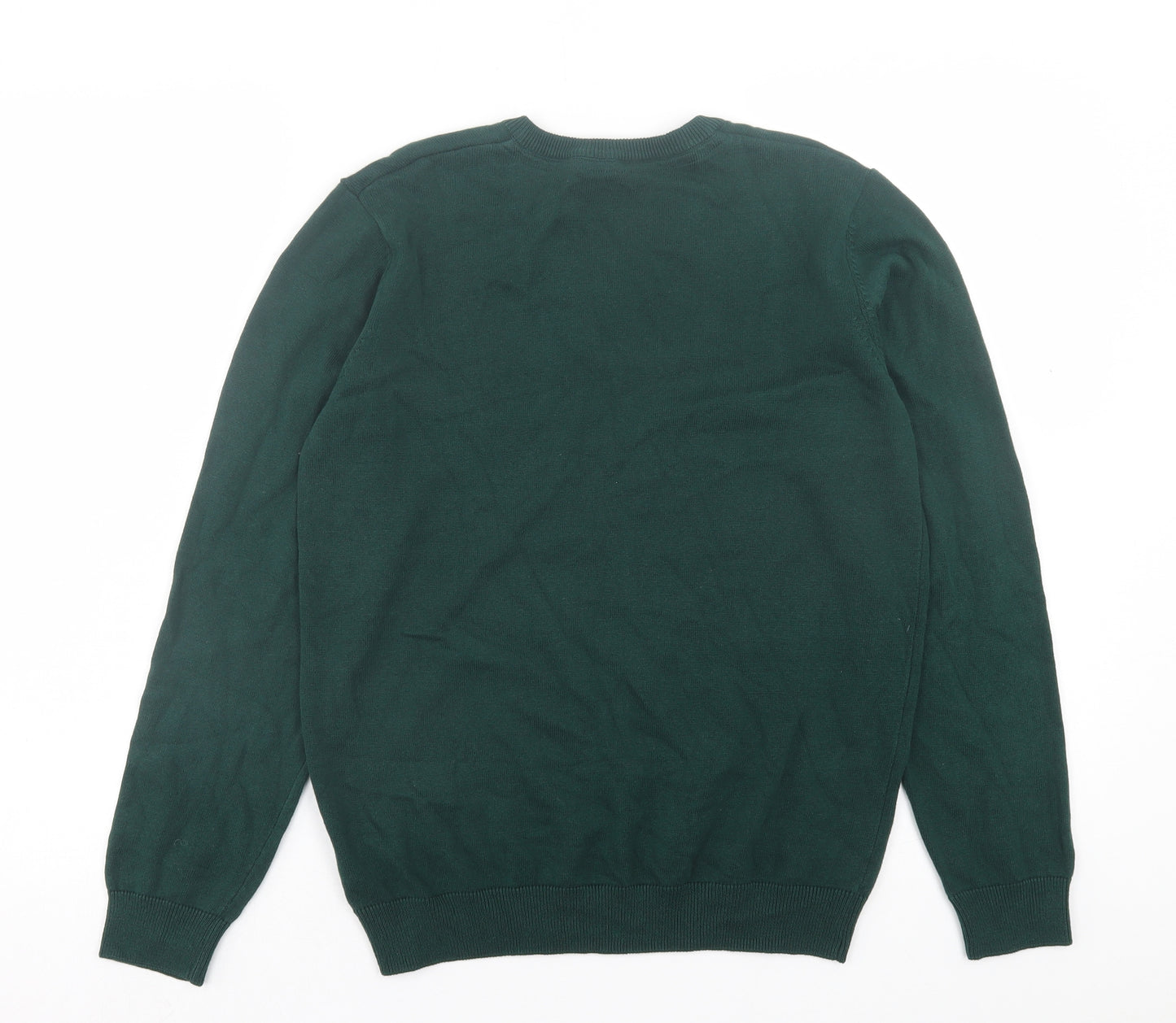 Marks and Spencer Boys Green V-Neck Cotton Pullover Jumper Size 12-13 Years Pullover - School Wear