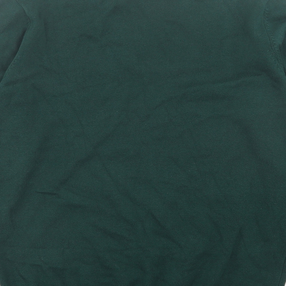 Marks and Spencer Boys Green V-Neck Cotton Pullover Jumper Size 12-13 Years Pullover - School Wear