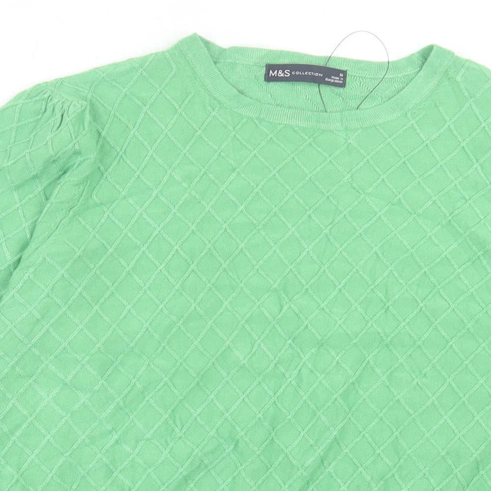 Marks and Spencer Womens Green Crew Neck Viscose Pullover Jumper Size 18