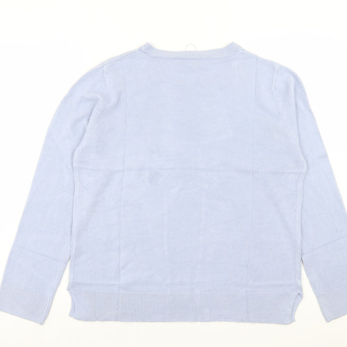 Marks and Spencer Womens Blue Crew Neck Acrylic Pullover Jumper Size 14