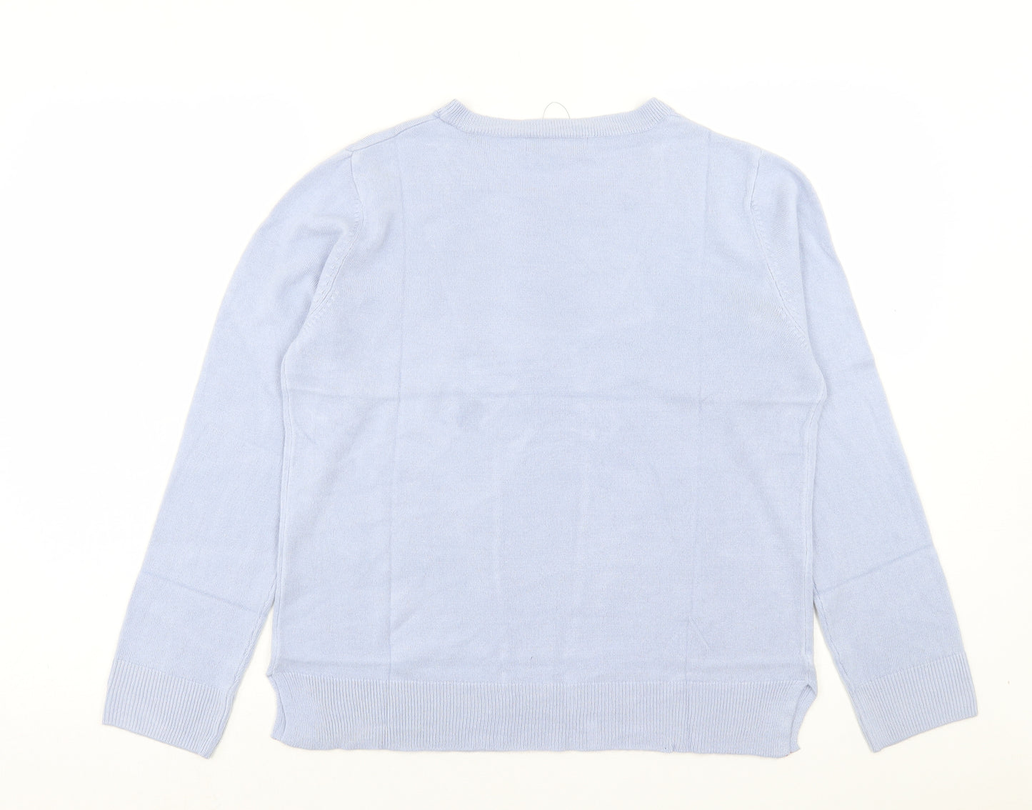 Marks and Spencer Womens Blue Crew Neck Acrylic Pullover Jumper Size 14
