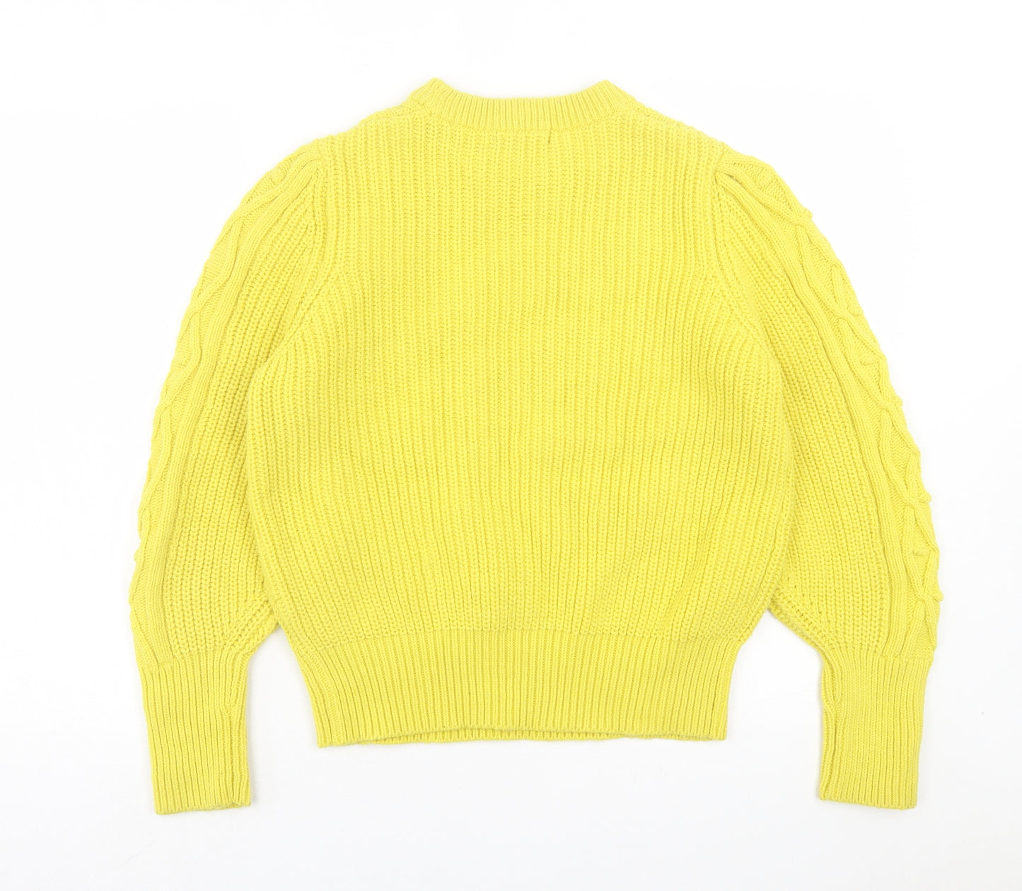 Marks and Spencer Womens Yellow Crew Neck Polyester Pullover Jumper Size 12