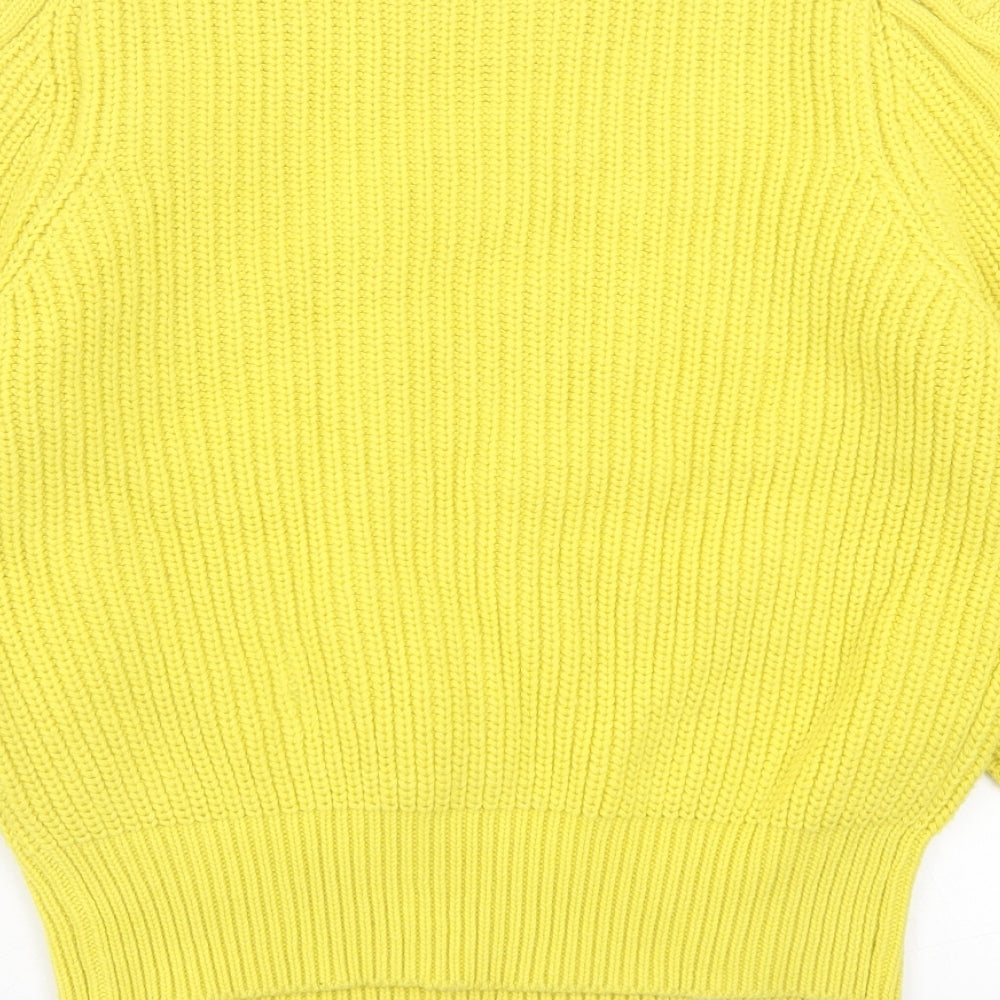 Marks and Spencer Womens Yellow Crew Neck Polyester Pullover Jumper Size 12