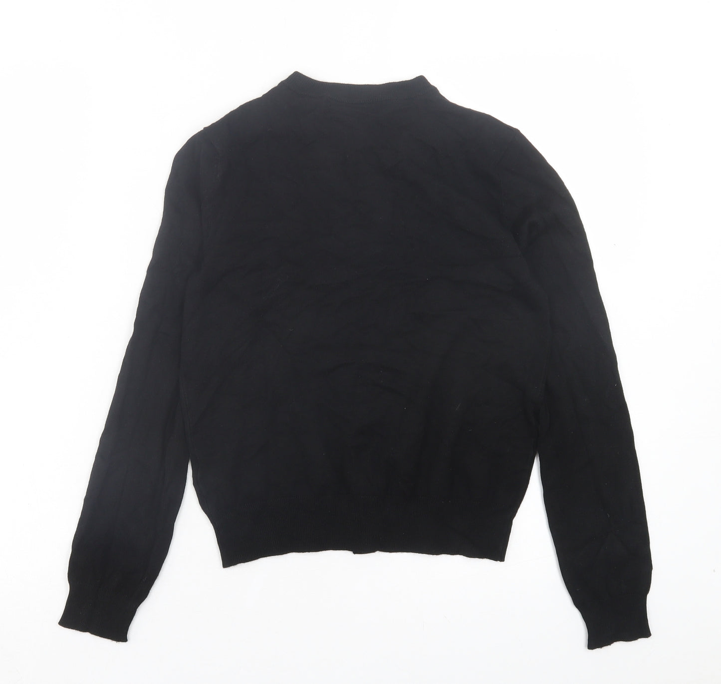 Marks and Spencer Womens Black Crew Neck Viscose Cardigan Jumper Size 8