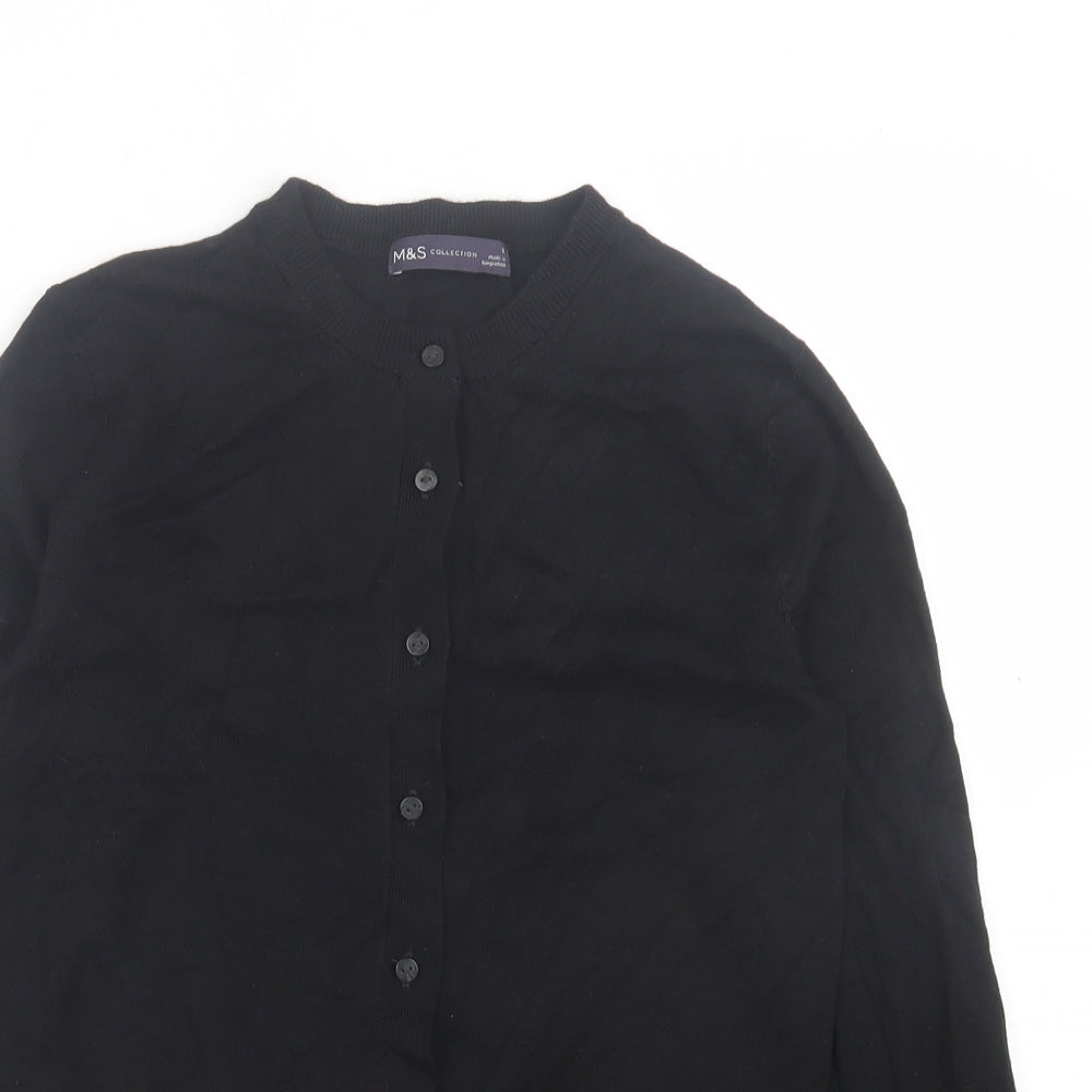Marks and Spencer Womens Black Crew Neck Viscose Cardigan Jumper Size 8