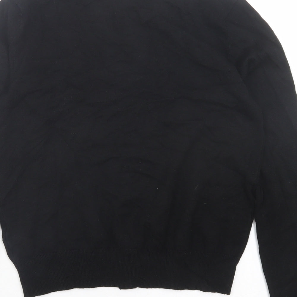 Marks and Spencer Womens Black Crew Neck Viscose Cardigan Jumper Size 8