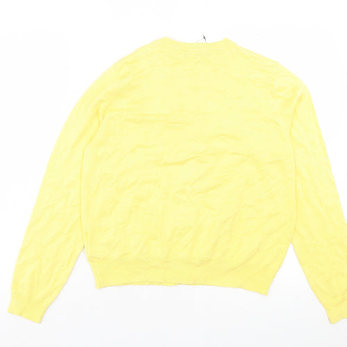 Marks and Spencer Womens Yellow Crew Neck Viscose Cardigan Jumper Size 16