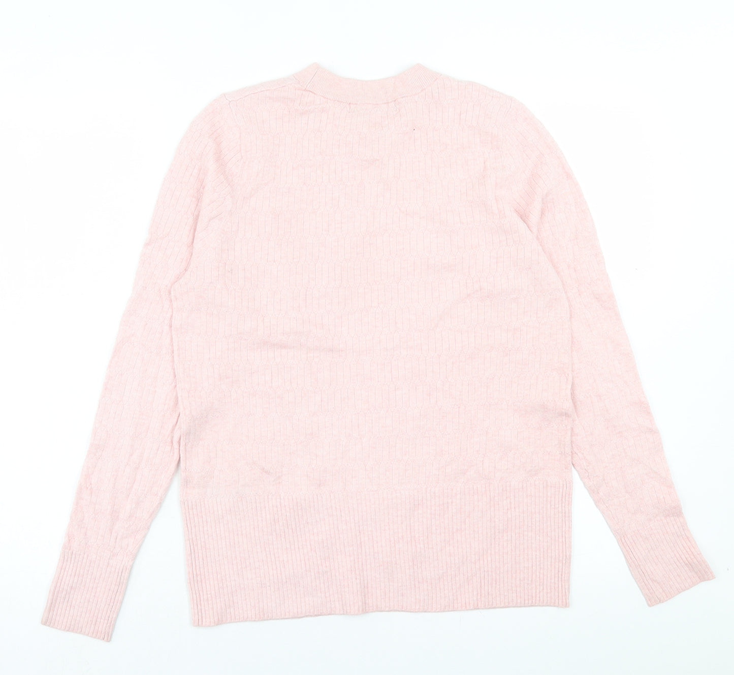 Marks and Spencer Womens Pink Crew Neck Viscose Pullover Jumper Size 14