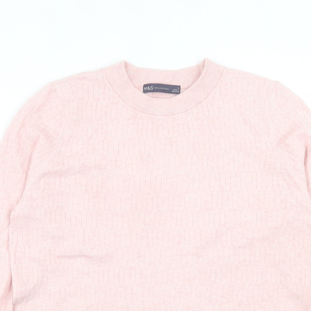 Marks and Spencer Womens Pink Crew Neck Viscose Pullover Jumper Size 14