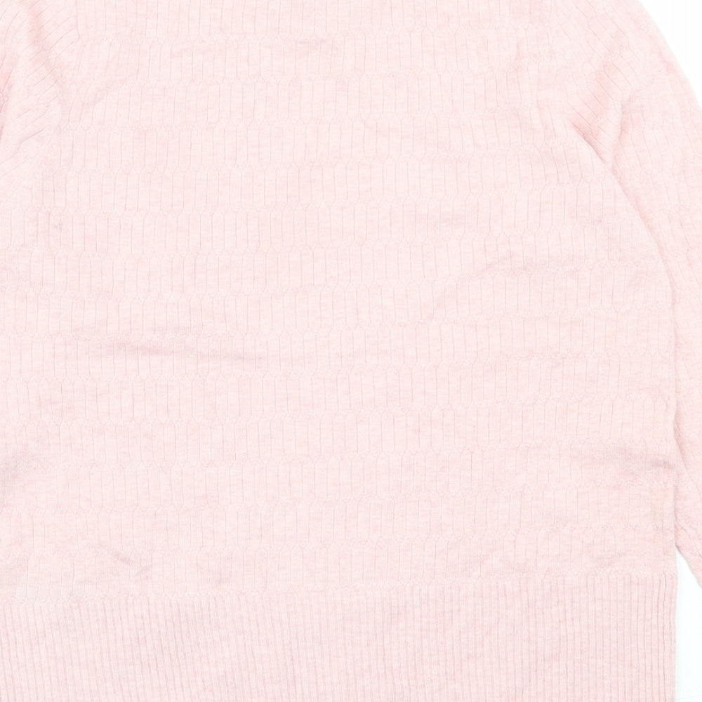 Marks and Spencer Womens Pink Crew Neck Viscose Pullover Jumper Size 14