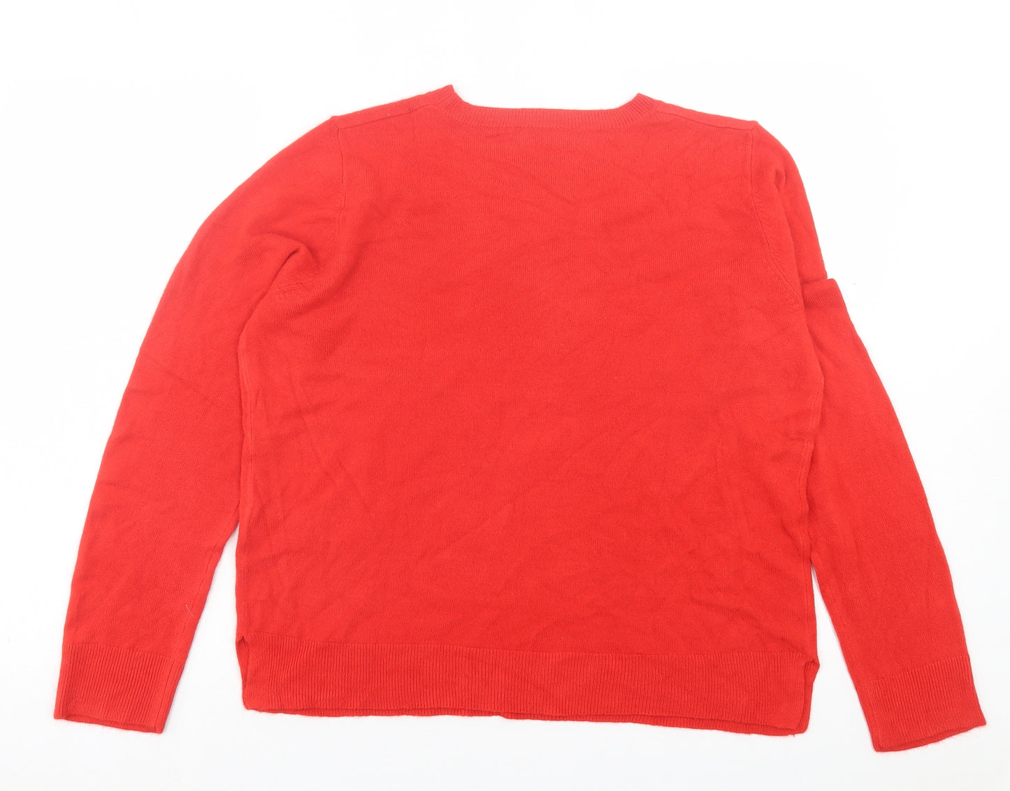 Marks and Spencer Womens Red Crew Neck Acrylic Pullover Jumper Size 16