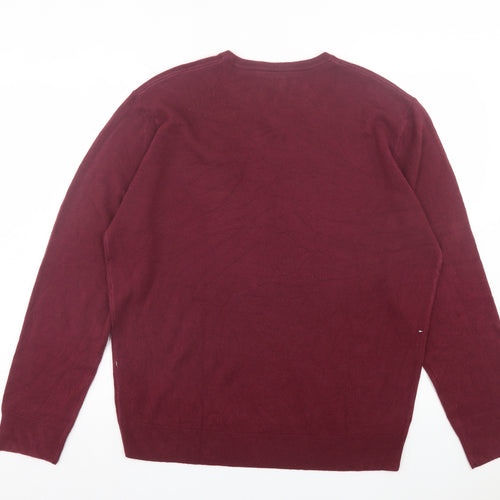 Debenhams Mens Purple V-Neck Acrylic Pullover Jumper Size L