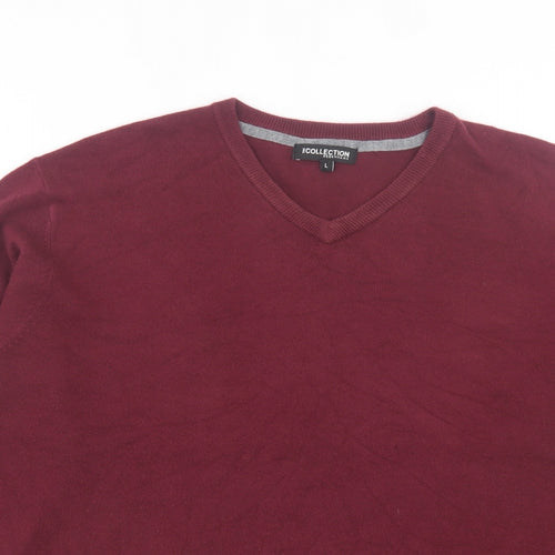 Debenhams Mens Purple V-Neck Acrylic Pullover Jumper Size L