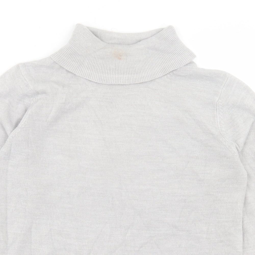 Marks and Spencer Womens Grey Roll Neck Acrylic Pullover Jumper Size 8