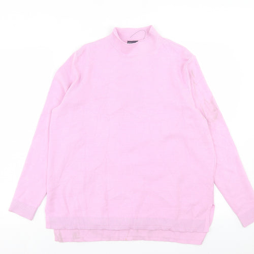 Marks and Spencer Womens Purple High Neck Viscose Pullover Jumper Size 14