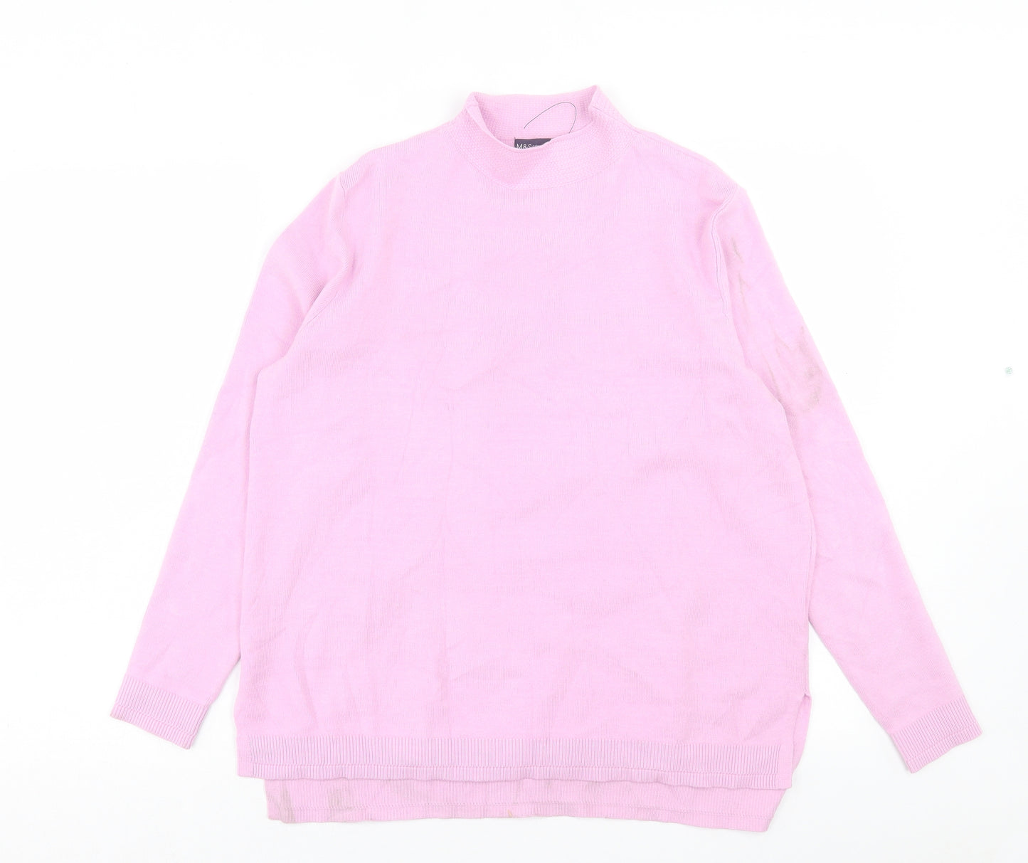 Marks and Spencer Womens Purple High Neck Viscose Pullover Jumper Size 14
