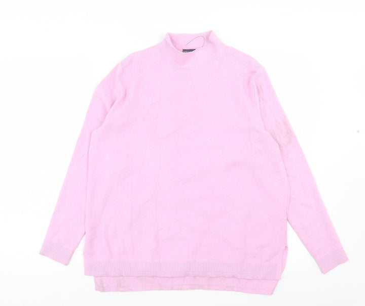 Marks and Spencer Womens Purple High Neck Viscose Pullover Jumper Size 14