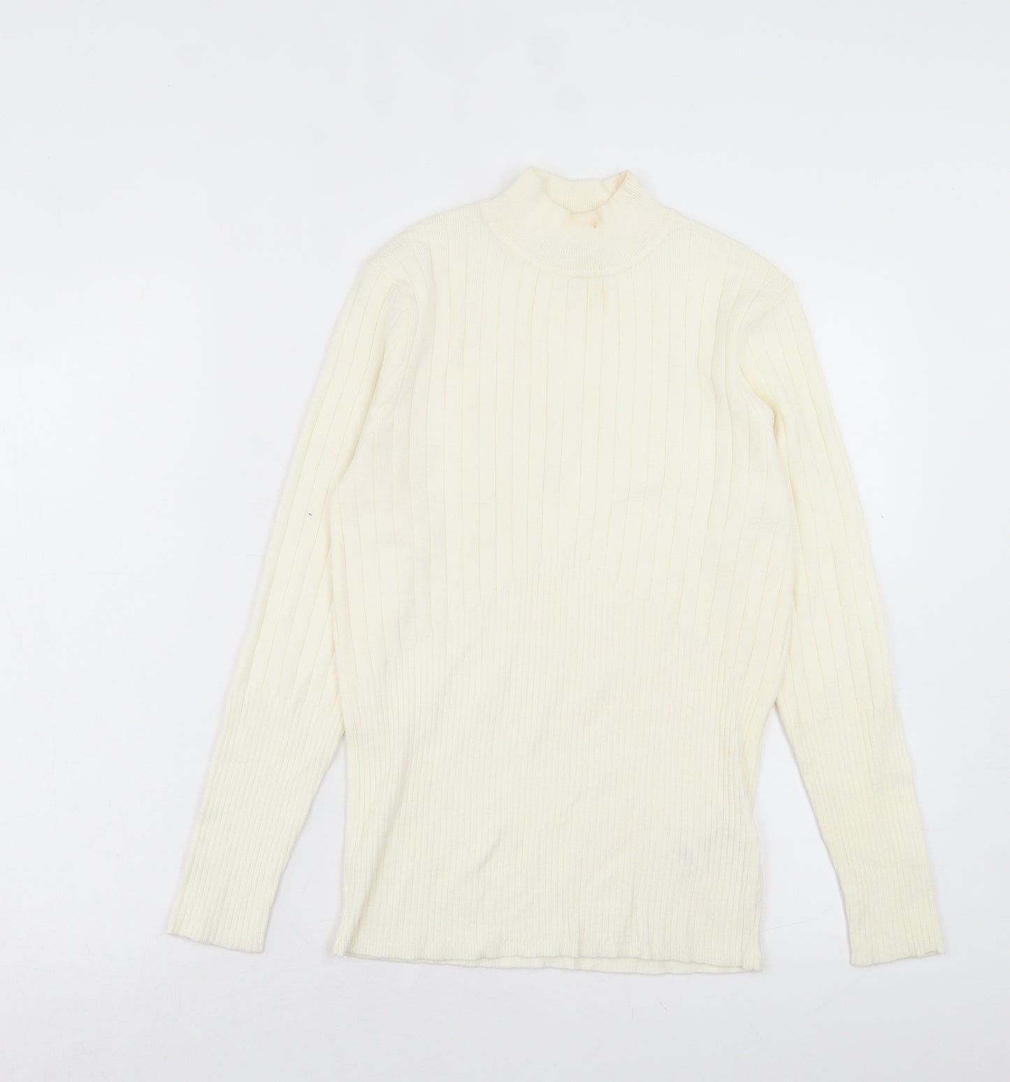 Marks and Spencer Womens White High Neck Viscose Pullover Jumper Size 12