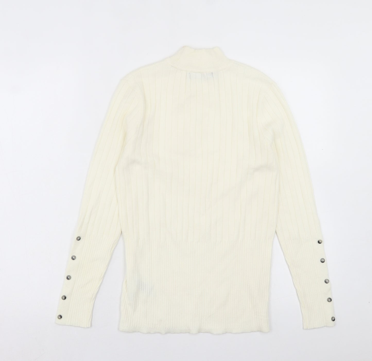 Marks and Spencer Womens White High Neck Viscose Pullover Jumper Size 12