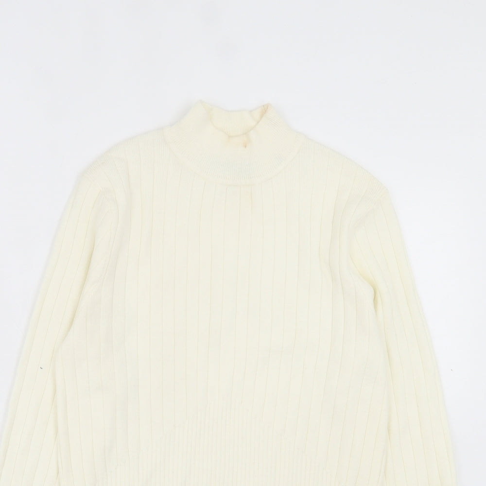Marks and Spencer Womens White High Neck Viscose Pullover Jumper Size 12