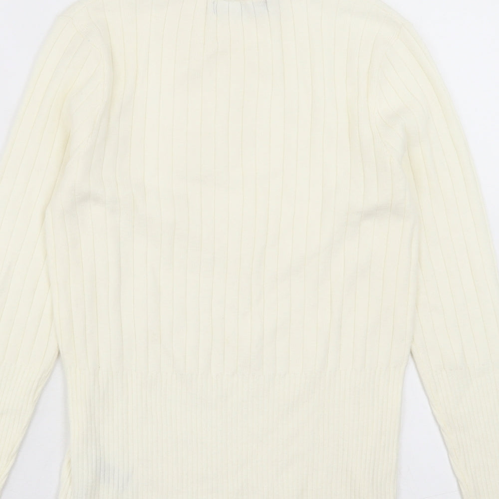 Marks and Spencer Womens White High Neck Viscose Pullover Jumper Size 12