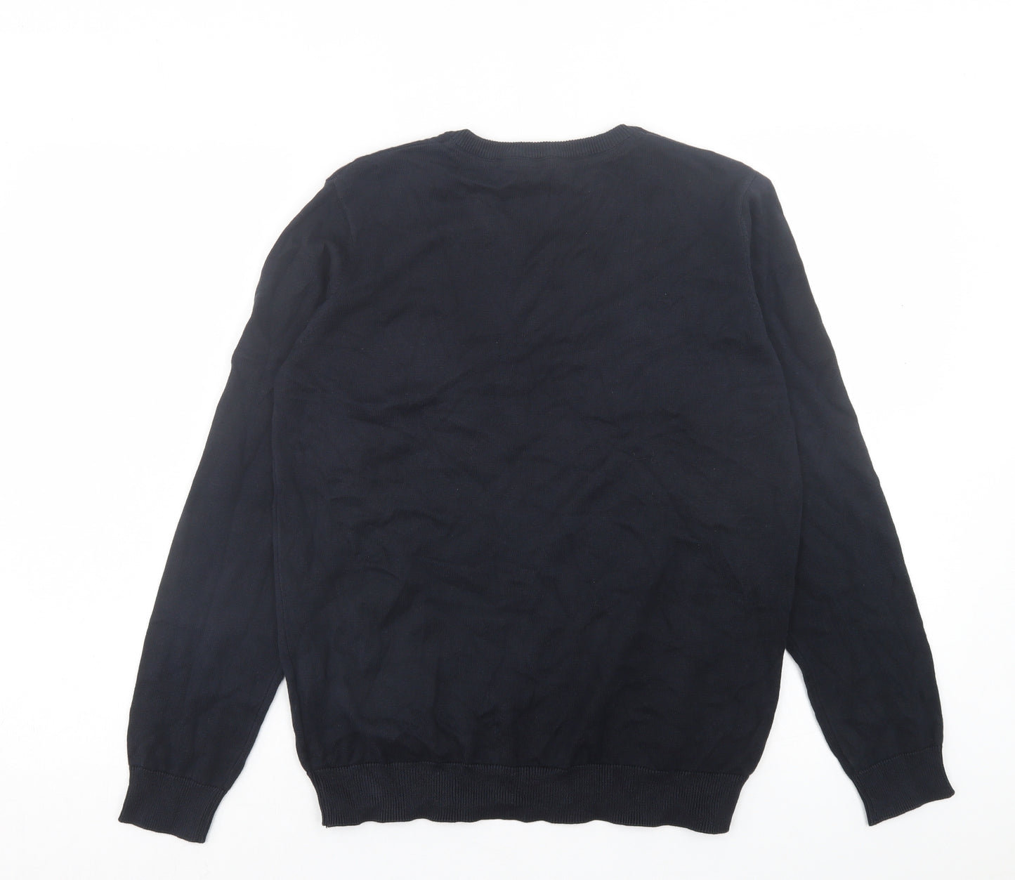 Marks and Spencer Boys Black V-Neck Cotton Pullover Jumper Size 14-15 Years Pullover - School Wear