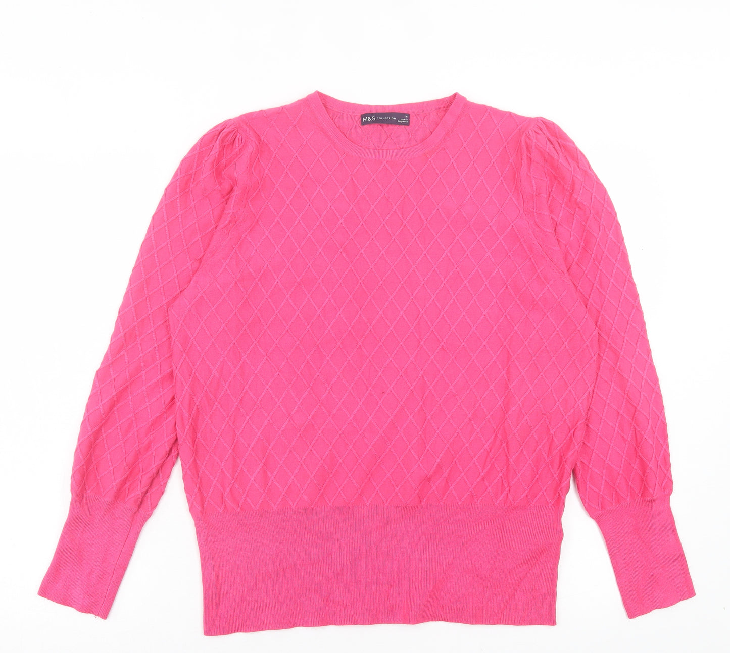 Marks and Spencer Womens Pink Crew Neck Viscose Pullover Jumper Size 16