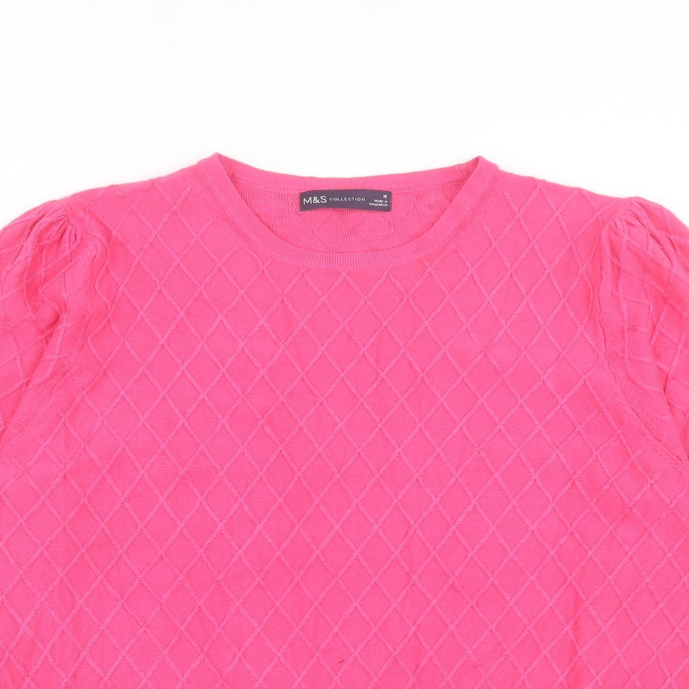 Marks and Spencer Womens Pink Crew Neck Viscose Pullover Jumper Size 16