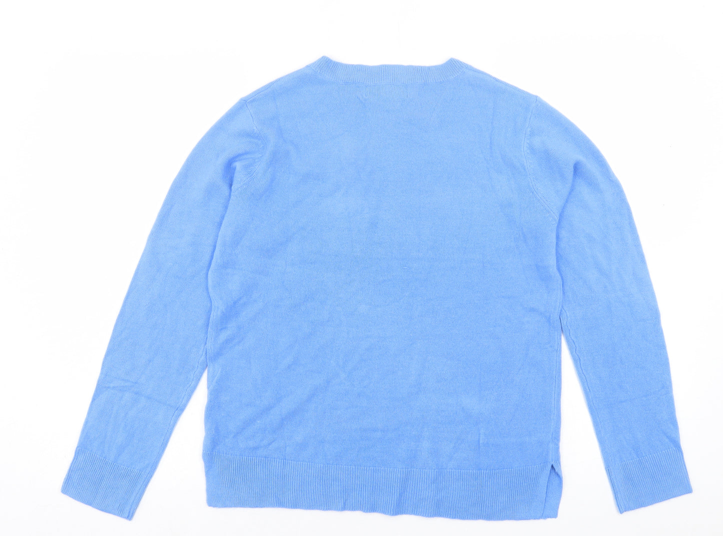 Marks and Spencer Womens Blue Crew Neck Acrylic Pullover Jumper Size 12