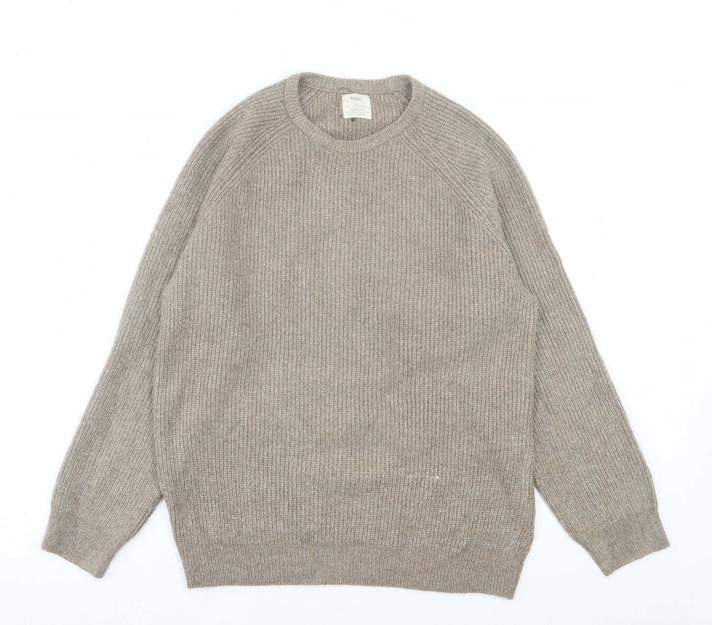 Marks and Spencer Mens Brown Crew Neck Polyamide Pullover Jumper Size L