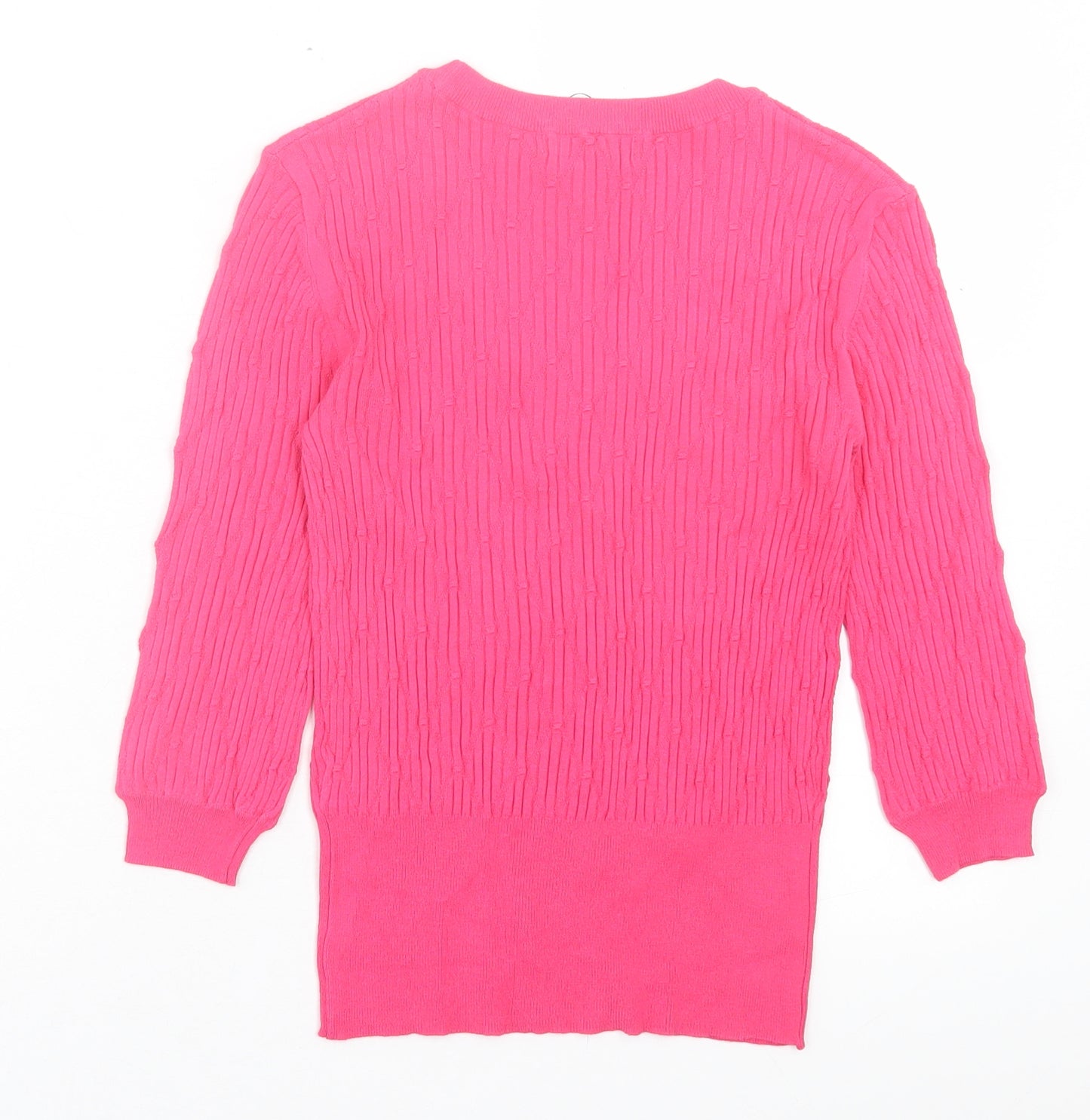 Marks and Spencer Womens Pink Viscose Basic T-Shirt Size 6 V-Neck