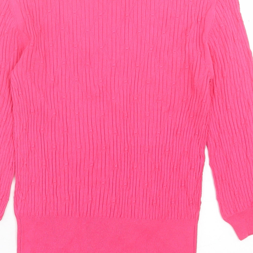 Marks and Spencer Womens Pink Viscose Basic T-Shirt Size 6 V-Neck