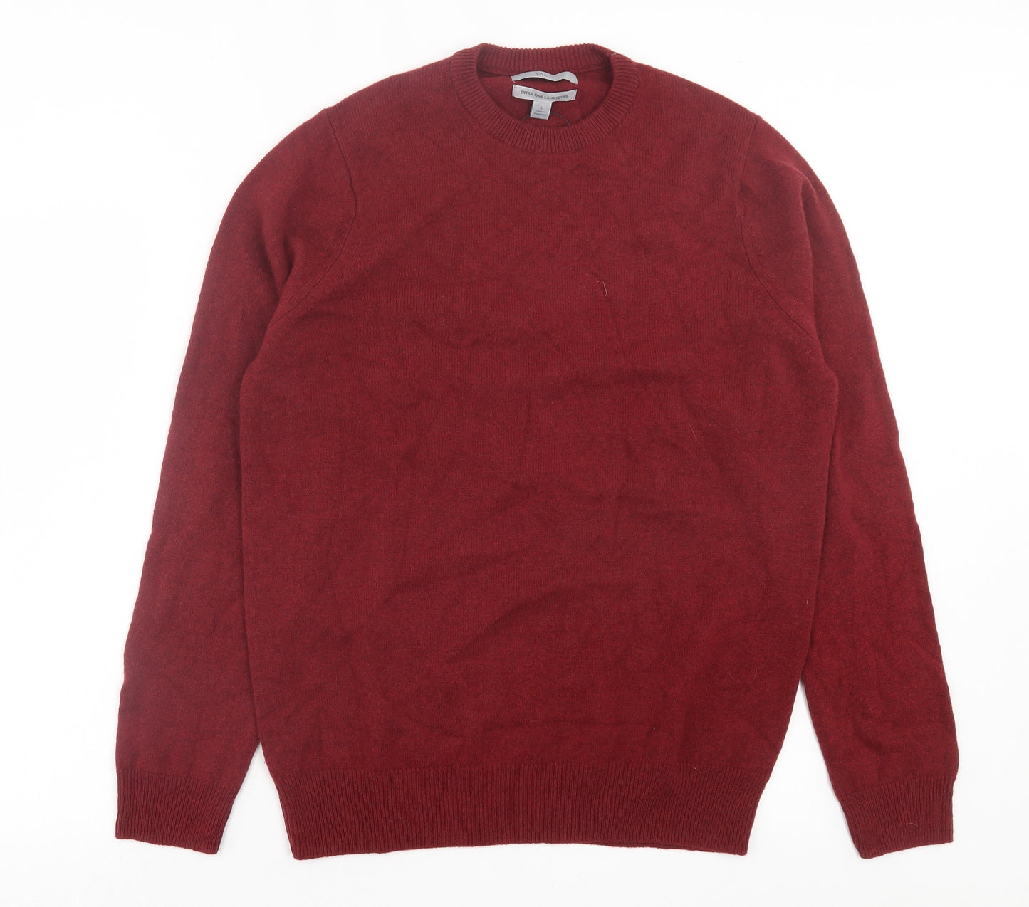 Marks and Spencer Mens Red Crew Neck Wool Pullover Jumper Size XL