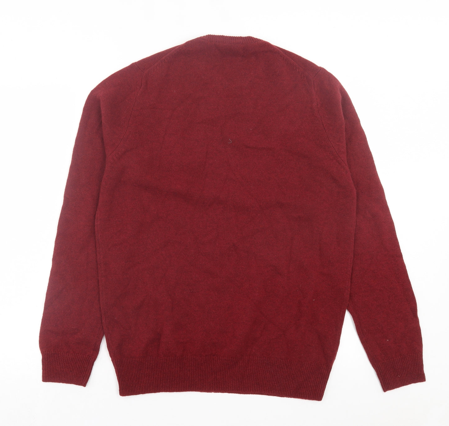Marks and Spencer Mens Red Crew Neck Wool Pullover Jumper Size XL