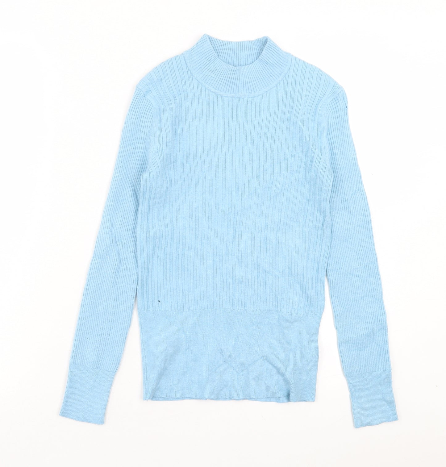 Marks and Spencer Womens Blue Round Neck Viscose Pullover Jumper Size 8
