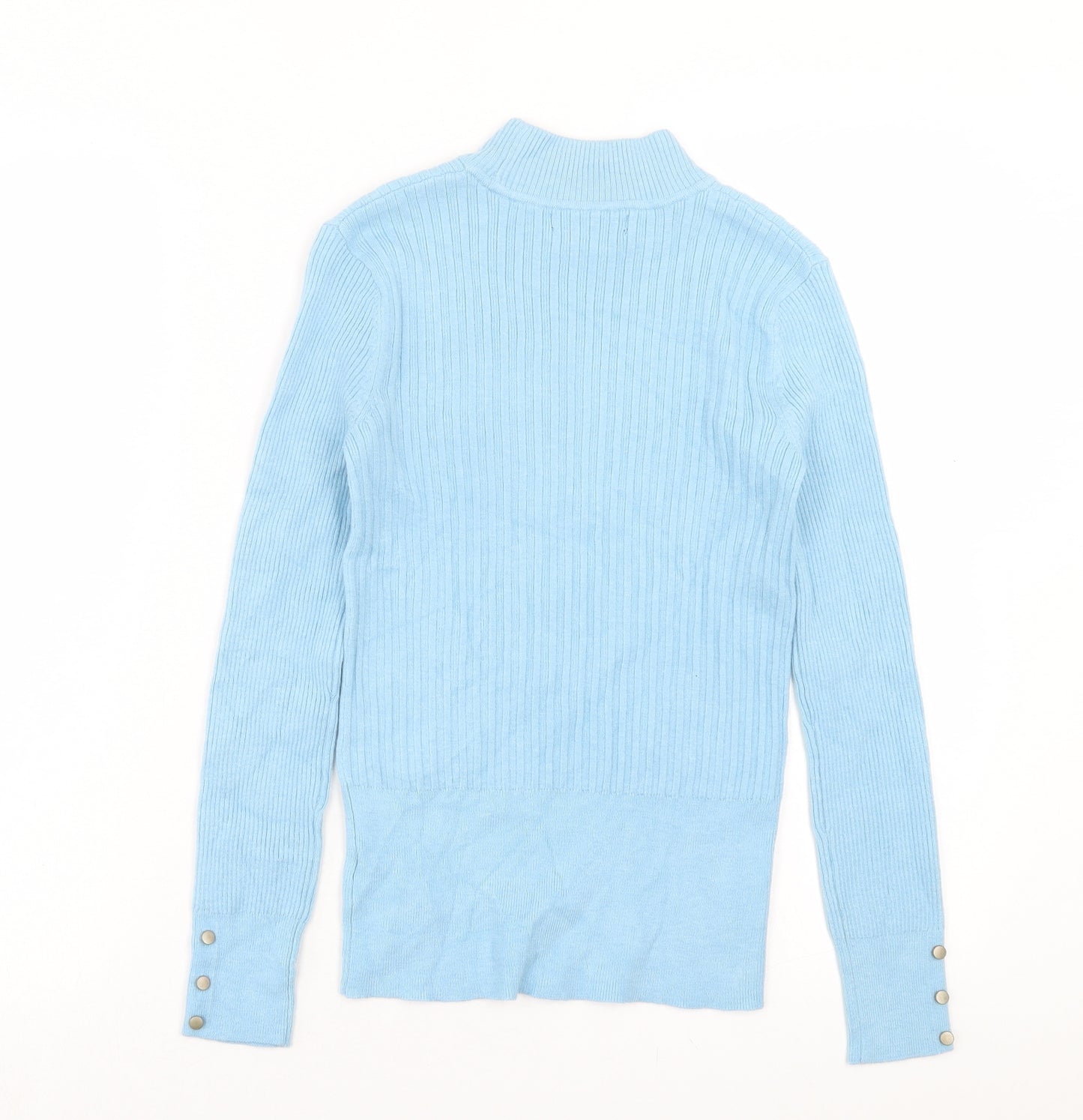 Marks and Spencer Womens Blue Round Neck Viscose Pullover Jumper Size 8