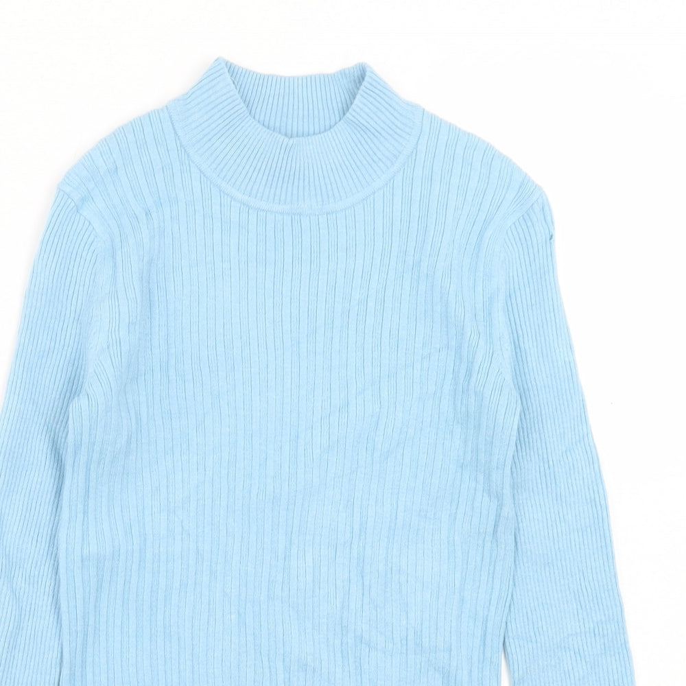 Marks and Spencer Womens Blue Round Neck Viscose Pullover Jumper Size 8