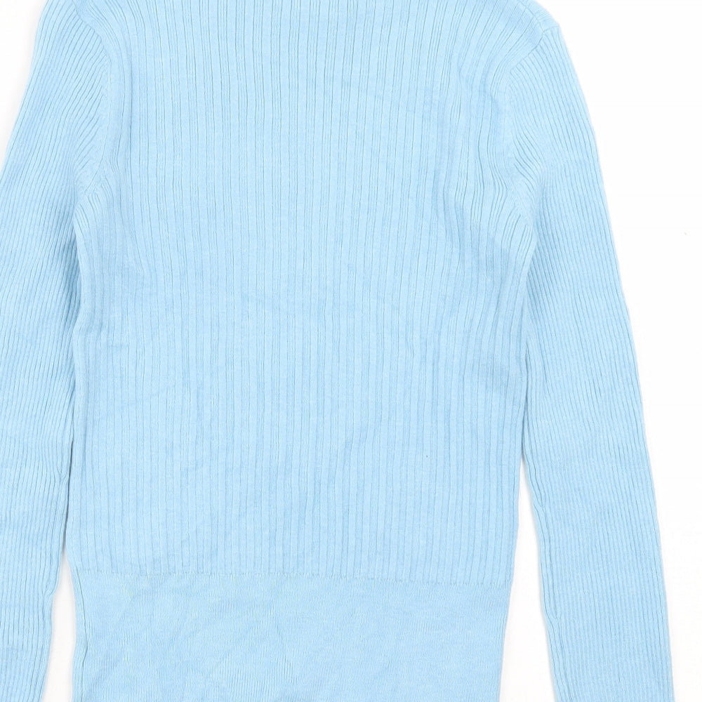 Marks and Spencer Womens Blue Round Neck Viscose Pullover Jumper Size 8