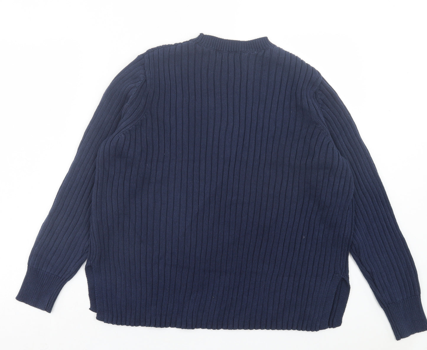 Marks and Spencer Womens Blue Crew Neck Cotton Pullover Jumper Size 16