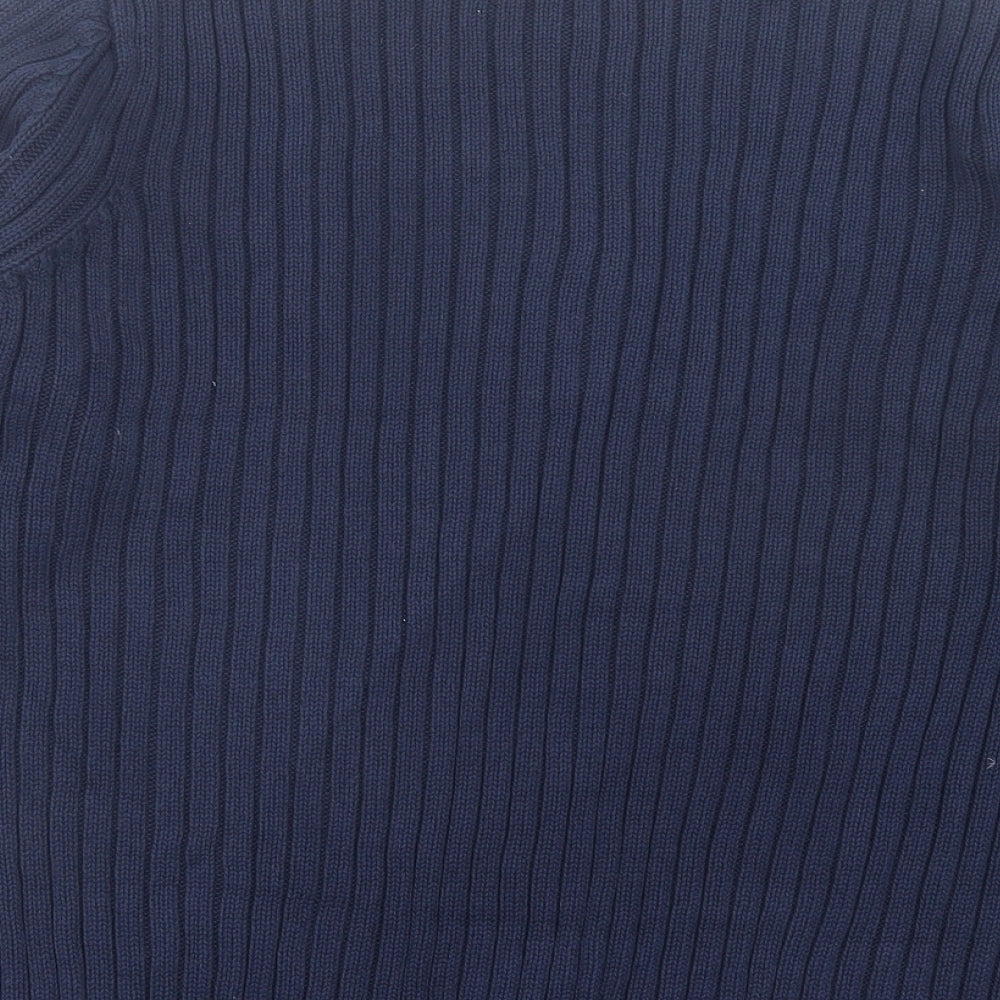 Marks and Spencer Womens Blue Crew Neck Cotton Pullover Jumper Size 16